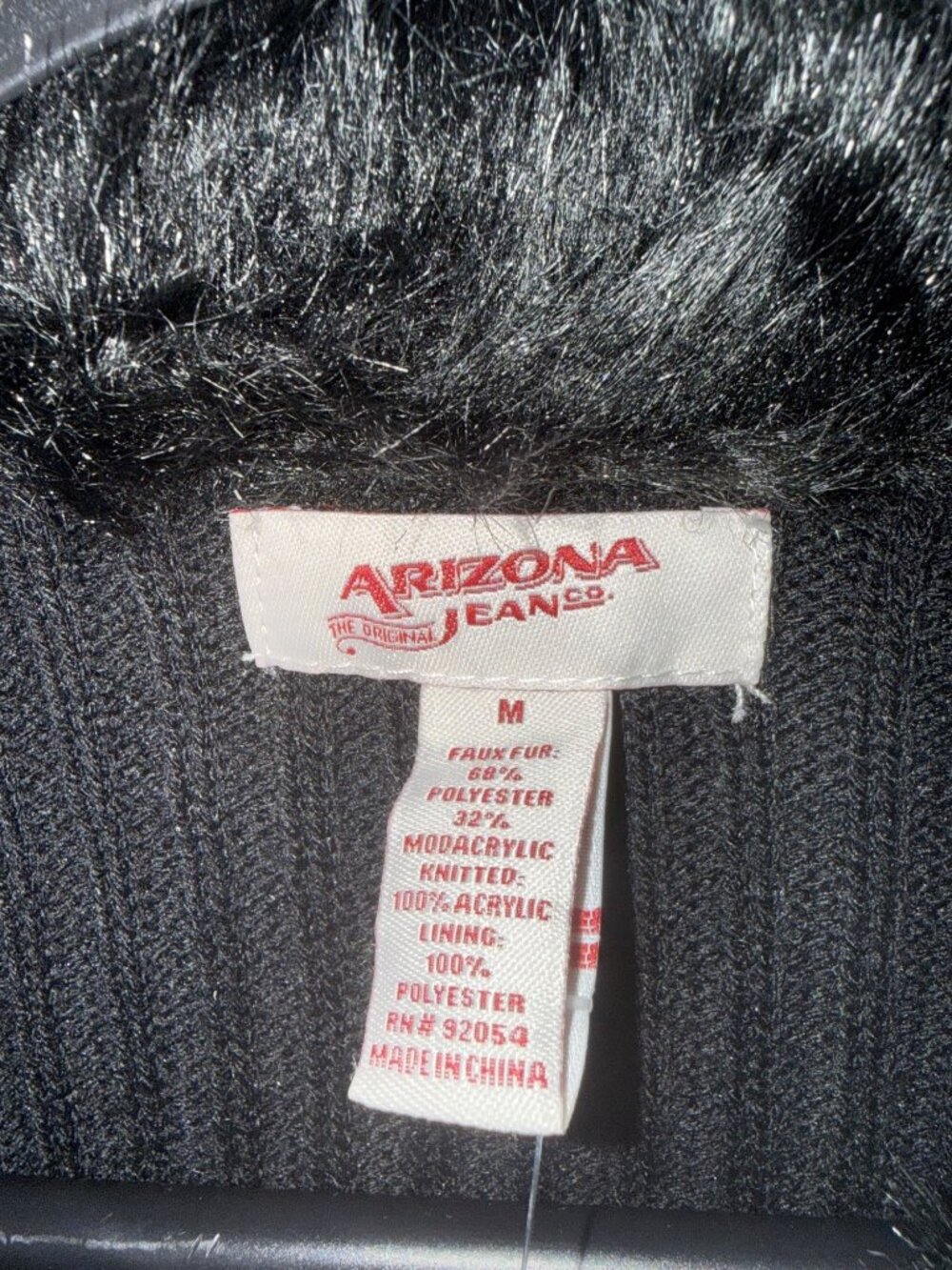 Arizona Jean Co. Black Faux Fur Knit Vest Medium With Tags - Picture 4 of 5